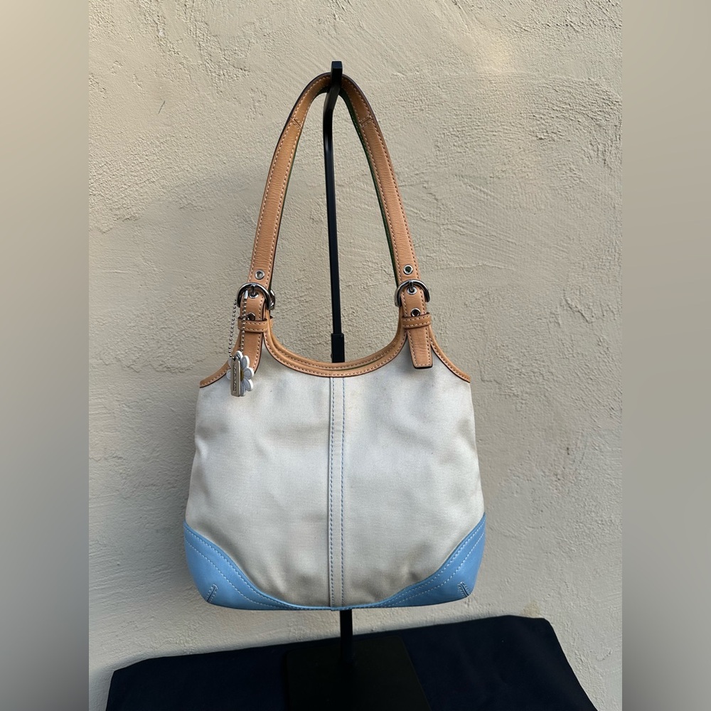 ✈️ Y2K/ Vintage Coach Hampton Twill/ Leather Hobo 4430 ✈️